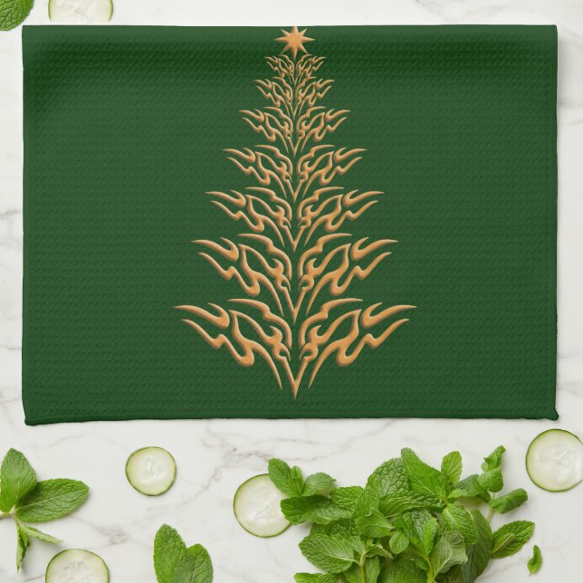 Elegant Christmas Tree Kitchen Towel (Folded)