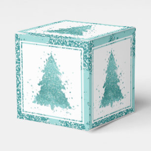 Elegant Christmas Tree Luxe Aqua Mint Splatter Favour Box
