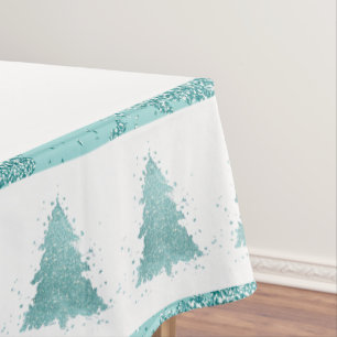 Elegant Christmas Tree   Luxe Aqua Mint Splatter Tablecloth