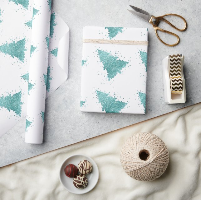 Elegant Christmas Tree | Luxe Aqua Mint Splatter Wrapping Paper (Crafts)