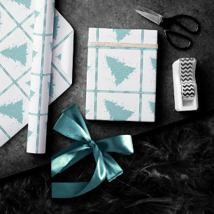Elegant Christmas Tree   Luxe Aqua Mint Splatter Wrapping Paper