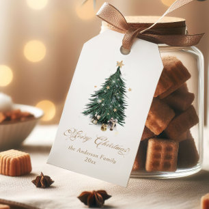 Elegant Christmas Tree Merry Christmas Gift Tags