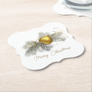 Elegant Christmas Tree Ornament Paper Coaster