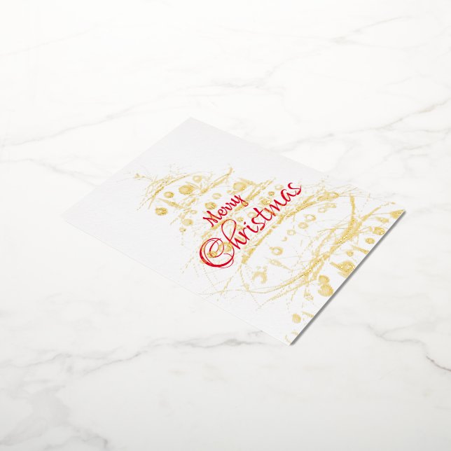 Elegant Christmas Tree Party Foil Invitation Postcard (Rotated)