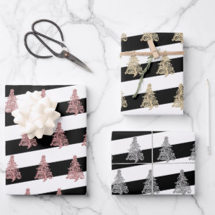Elegant Christmas tree pattern striped Wrapping Paper Sheet