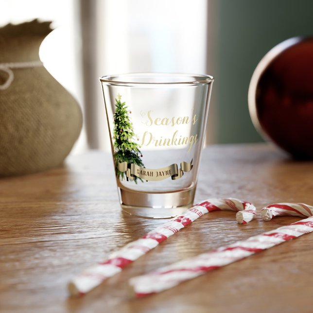 Elegant Christmas Tree Personalised Shot Glass (A fun and festive shot glass with a Christmas tree. Just add your name!)