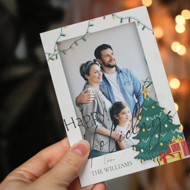 Elegant Christmas Tree Photo Happy Holidays  Postcard (Creator Uploaded)