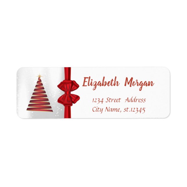 Elegant Christmas Tree, Red Bow Holiday (Front)