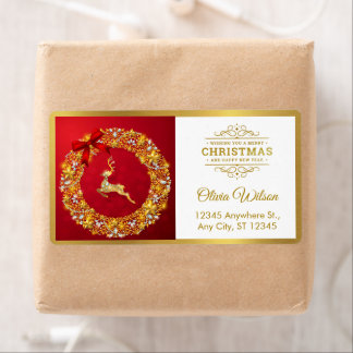Elegant Christmas Tree Red Gold and Snowflake