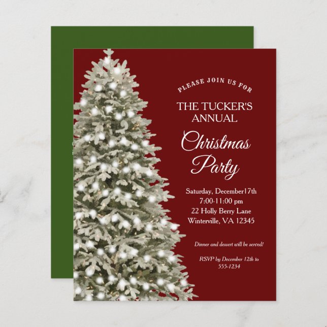 Elegant Christmas Tree Red Green Christmas Party (Front/Back)