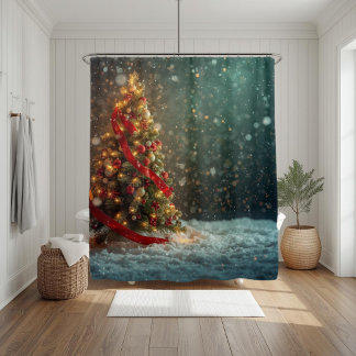 Elegant Christmas Tree Shower Curtain 