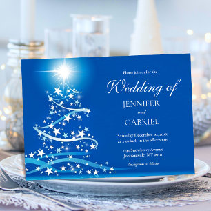 Elegant Christmas Tree Sparkle Wedding Invitation