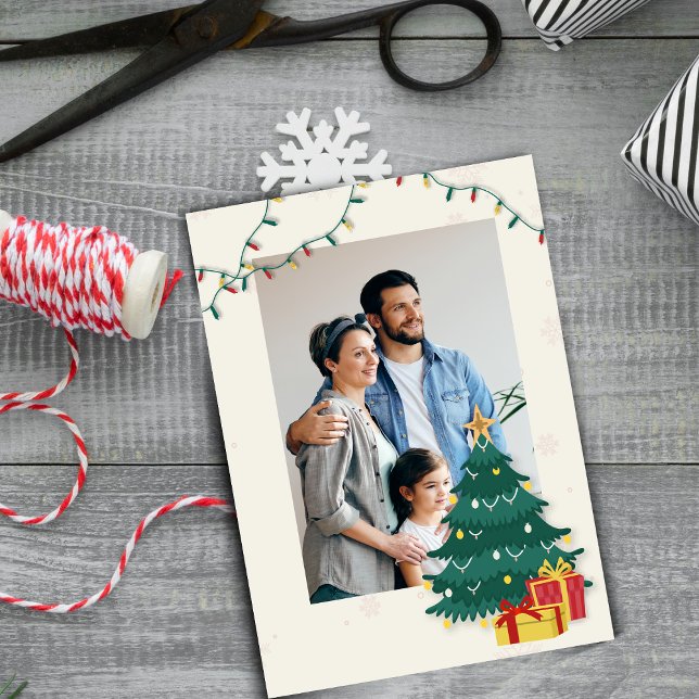 Elegant Christmas Tree Star Photo Happy Holidays (Elegant Christmas Tree Star Photo Happy Holidays Foil Holiday Card)