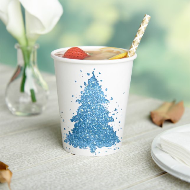Elegant Christmas Tree | Turquoise Robin Egg Blue Paper Cups (Insitu)