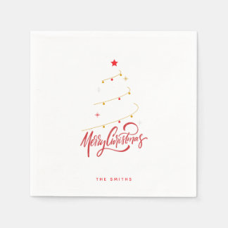Elegant Christmas Tree Typography Script Paper Napkin