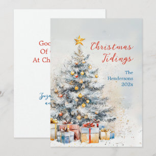 Elegant Christmas Tree Vintage Flat Holiday Card