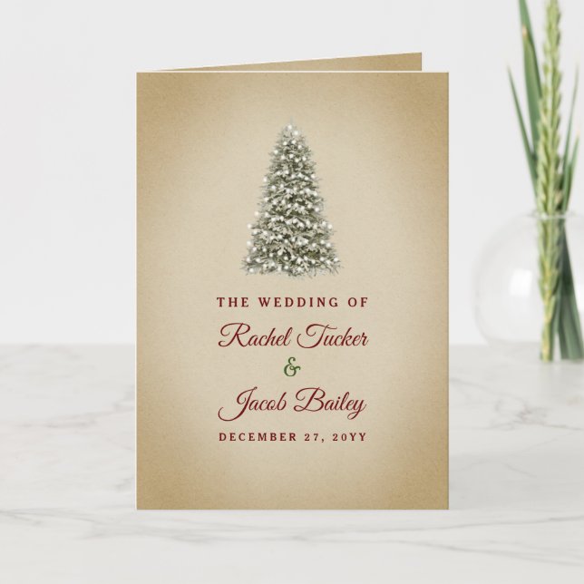 Elegant Christmas Tree Winter Wedding Invitation (Front)