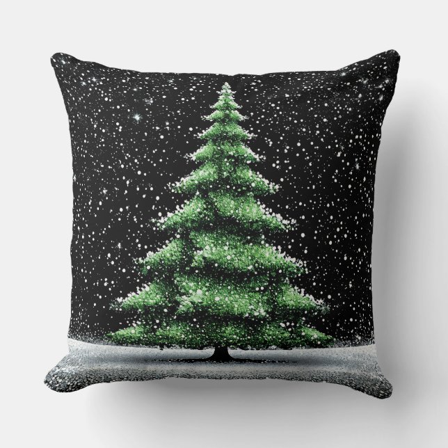 Elegant Christmas Tree With Sparkling Decorations Cushion (Front)