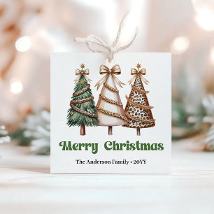 Elegant Christmas Trees Custom Name Holiday Gift Favour Tags