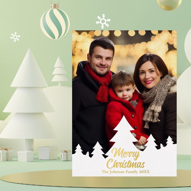 Elegant Christmas Trees Family Photo Gold (Creator Uploaded)
