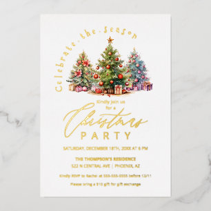 Elegant Christmas Trees Holiday Party Gold
