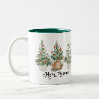 Elegant Christmas Trees Holiday Two-Tone Coffee Mug