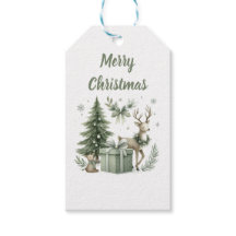 Elegant Christmas Trees & Reindeer Gift tag