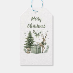 Elegant Christmas Trees & Reindeer Gift tag