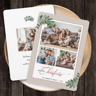 Elegant Christmas Typography 4 Photos Holiday Card