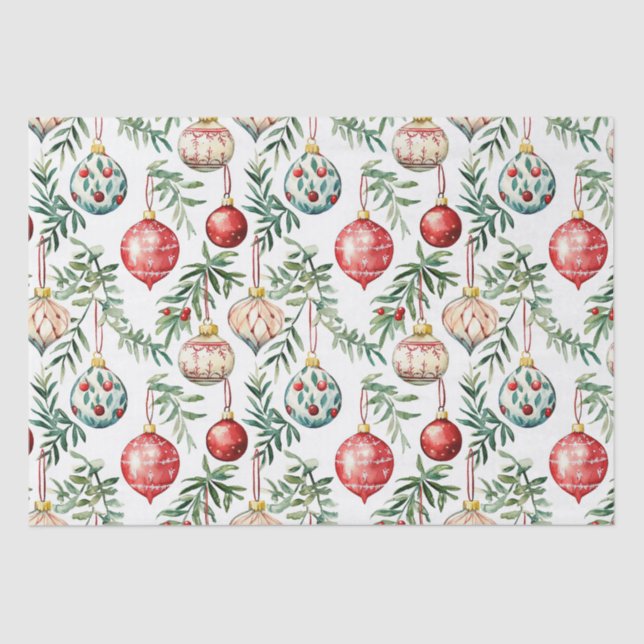 Elegant Christmas Vintage Ornaments Tissue Paper (Front)
