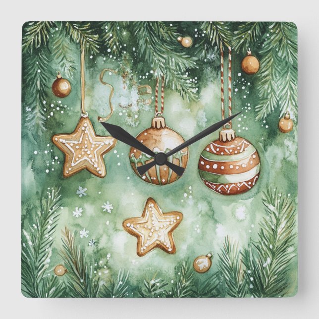Elegant Christmas Wall Clock – Festive Winter Time (Front)