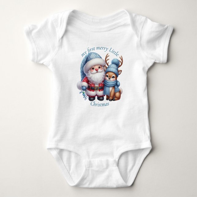 Elegant Christmas Watercolor Botanical Baby Bodysuit (Front)