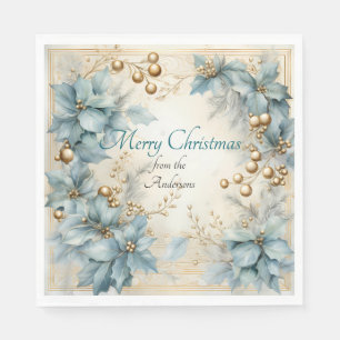 Elegant Christmas Watercolor Botanical Napkin