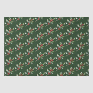 Elegant Christmas Watercolor Botanical Red Green Tissue Paper