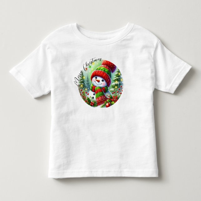 Elegant Christmas Watercolor Botanical Toddler T-Shirt (Front)