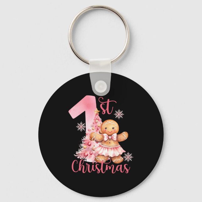 Elegant Christmas Watercolor Snow Toddler T Shirt  Key Ring (Front)