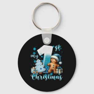 Elegant Christmas Watercolor Snow Toddler T Shirt Key Ring