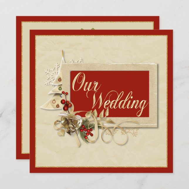 Elegant Christmas Wedding Invitation (Front/Back)