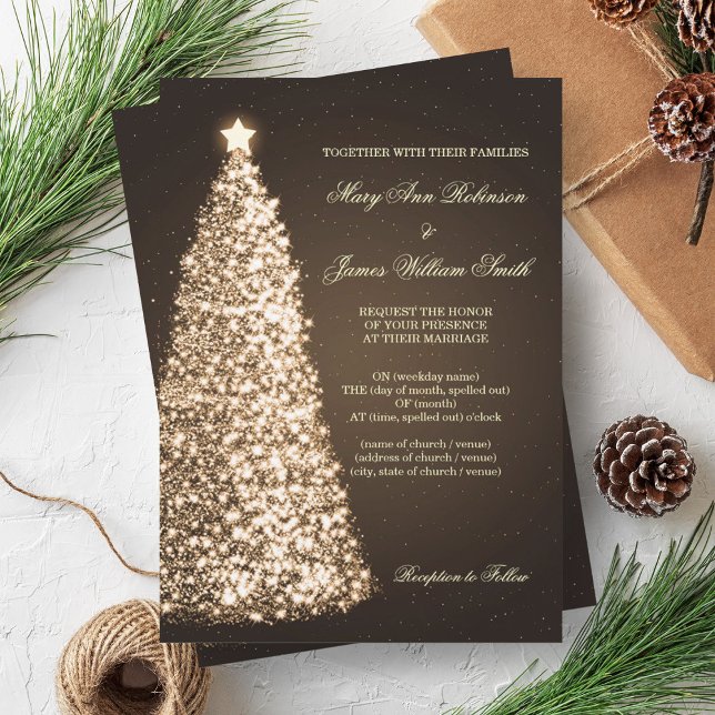 Elegant Christmas Wedding Sparkle Gold Invitation (Elegant Christmas Wedding Sparkle Gold Invitation)