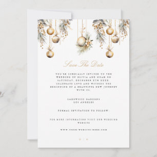 Elegant Christmas White Save The Date Wedding Card