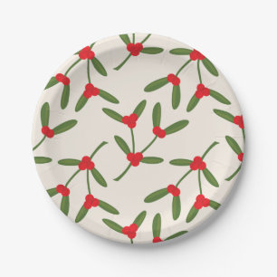 Elegant Christmas Winter Berries Holiday Paper Plate