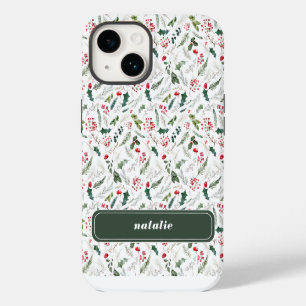 Elegant Christmas Winter Botanical Pattern iPhone 14 Case