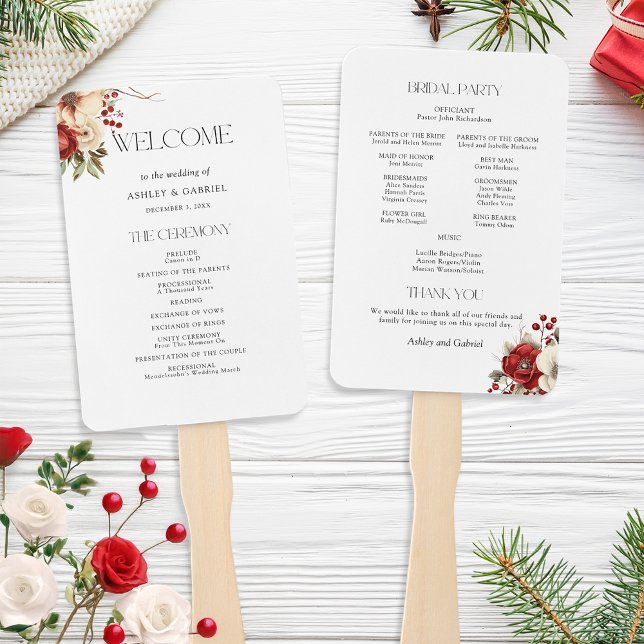 Elegant Christmas Winter Floral Hand Fan (Creator Uploaded)