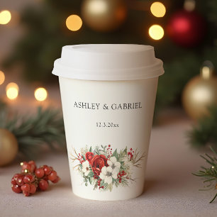 Elegant Christmas Winter Floral Paper Cups