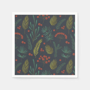Elegant Christmas Winter Greenery Botanical Napkin