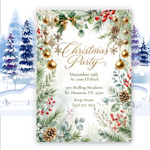 Elegant Christmas Winter Greenery Invitation
