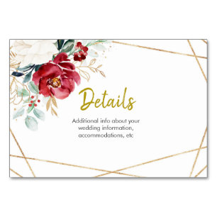 Elegant Christmas Winter Wedding Details Card