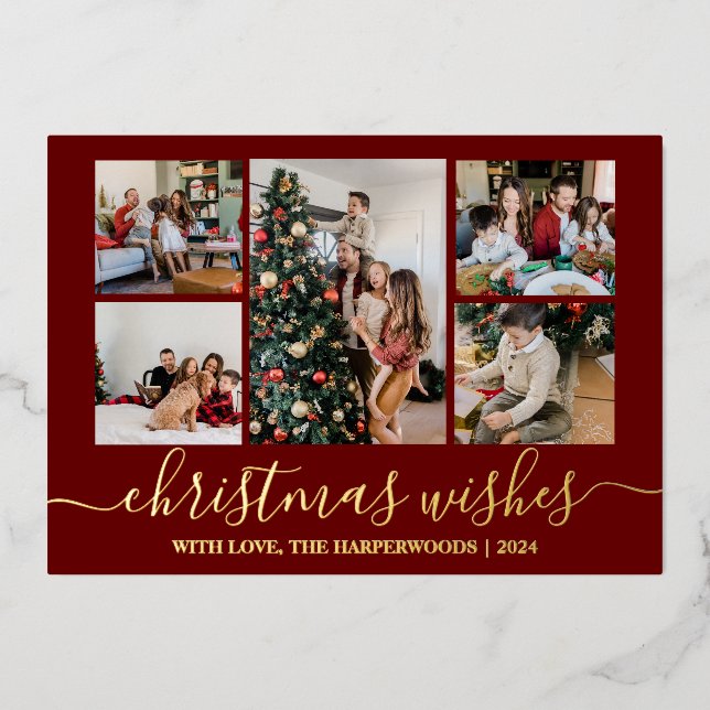 Elegant Christmas Wishes Family Photo Collage (Front)