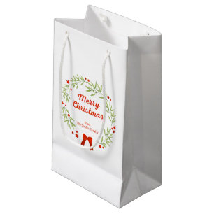 Elegant Christmas wreath and stars Small Gift Bag