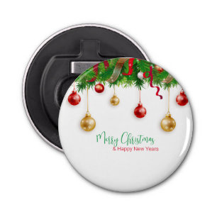 Elegant  Christmas Wreath Boarder with Ornaments  Bottle Opener